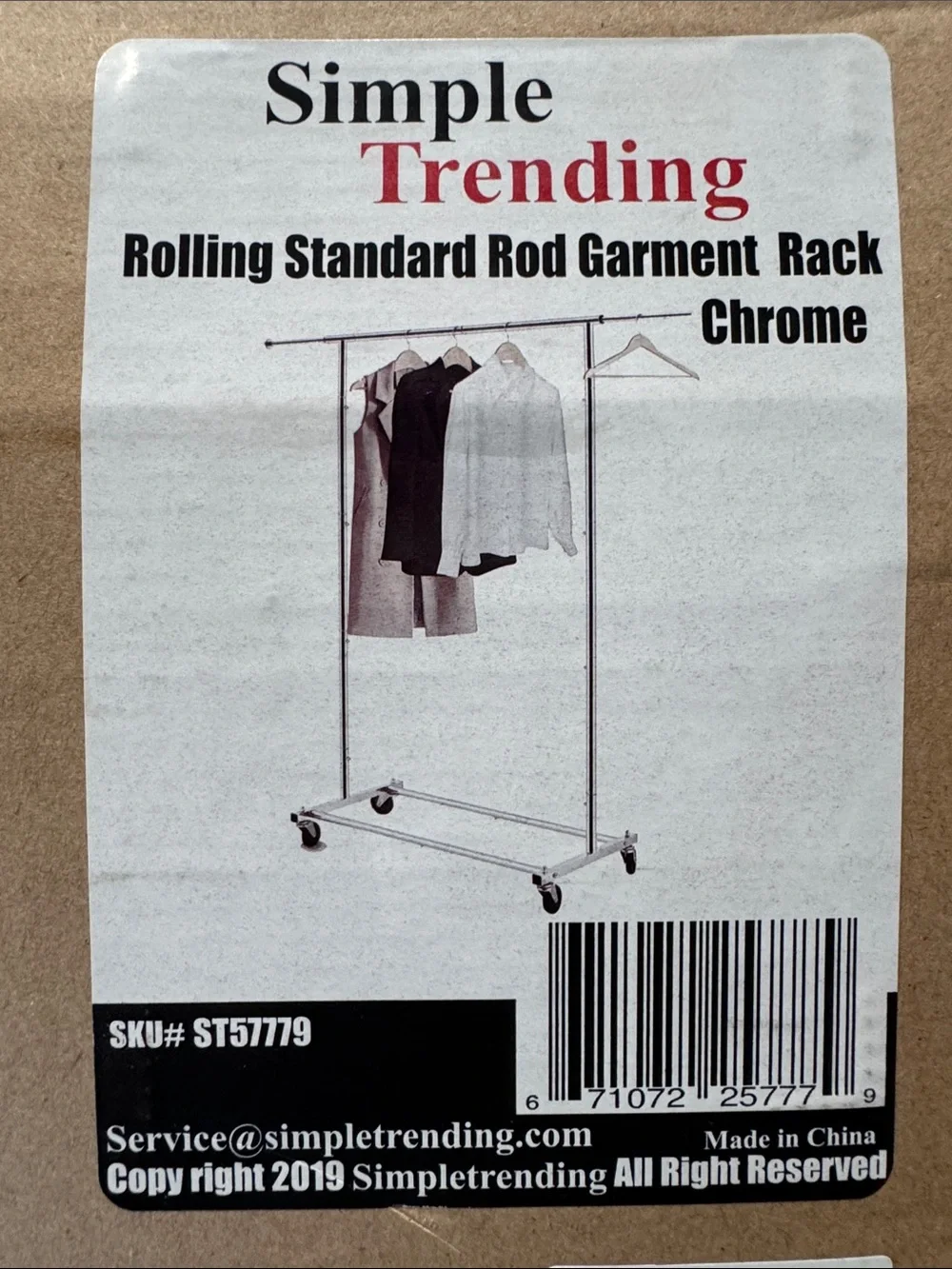 SimpleTrending Chrome Rolling Garment Rack